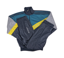 Load image into Gallery viewer, 1970s Vintage adidas Originals Full Tracksuit L/XL Grey Green Yellow