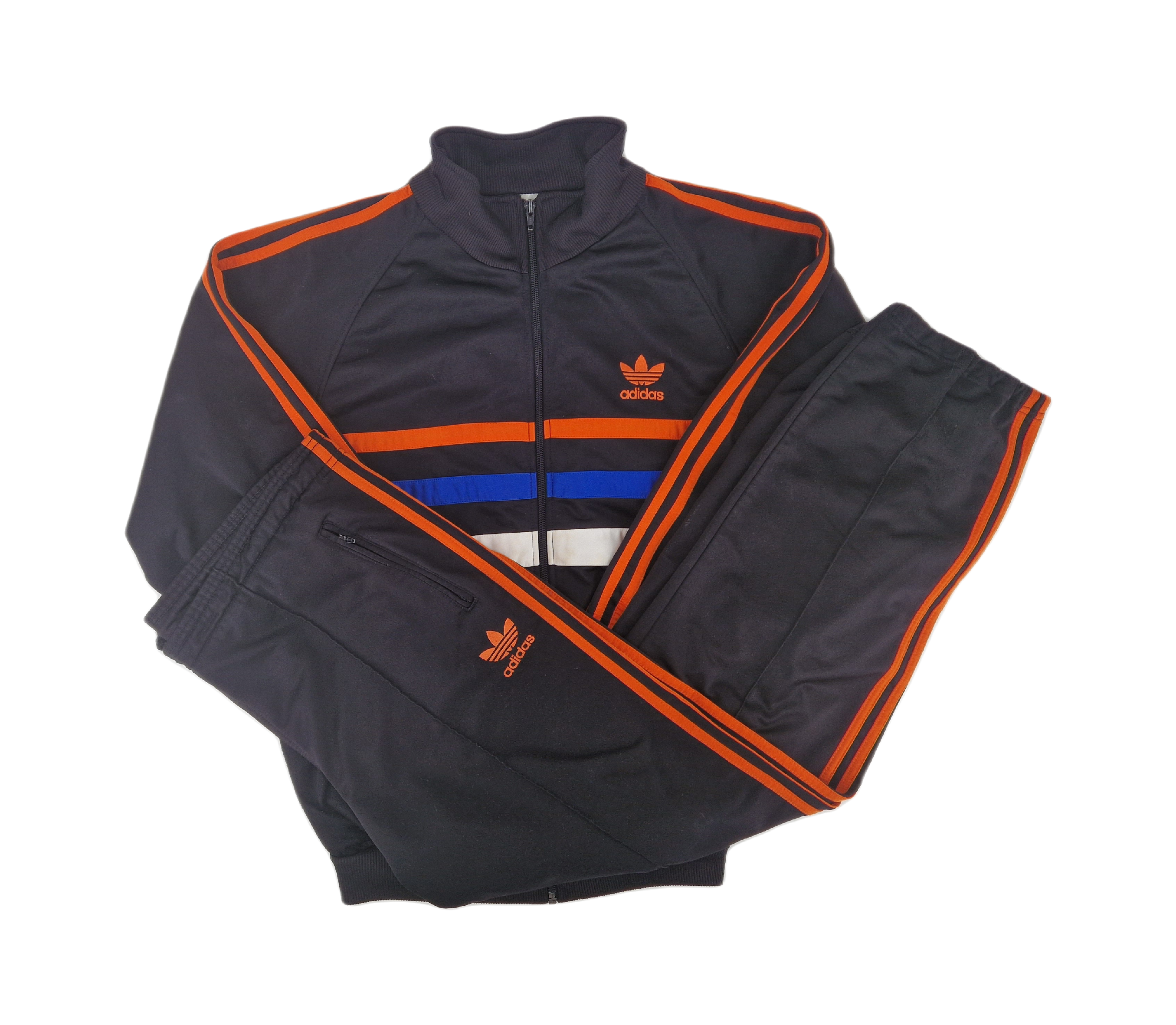 Adidas tracksuit top blue and orange