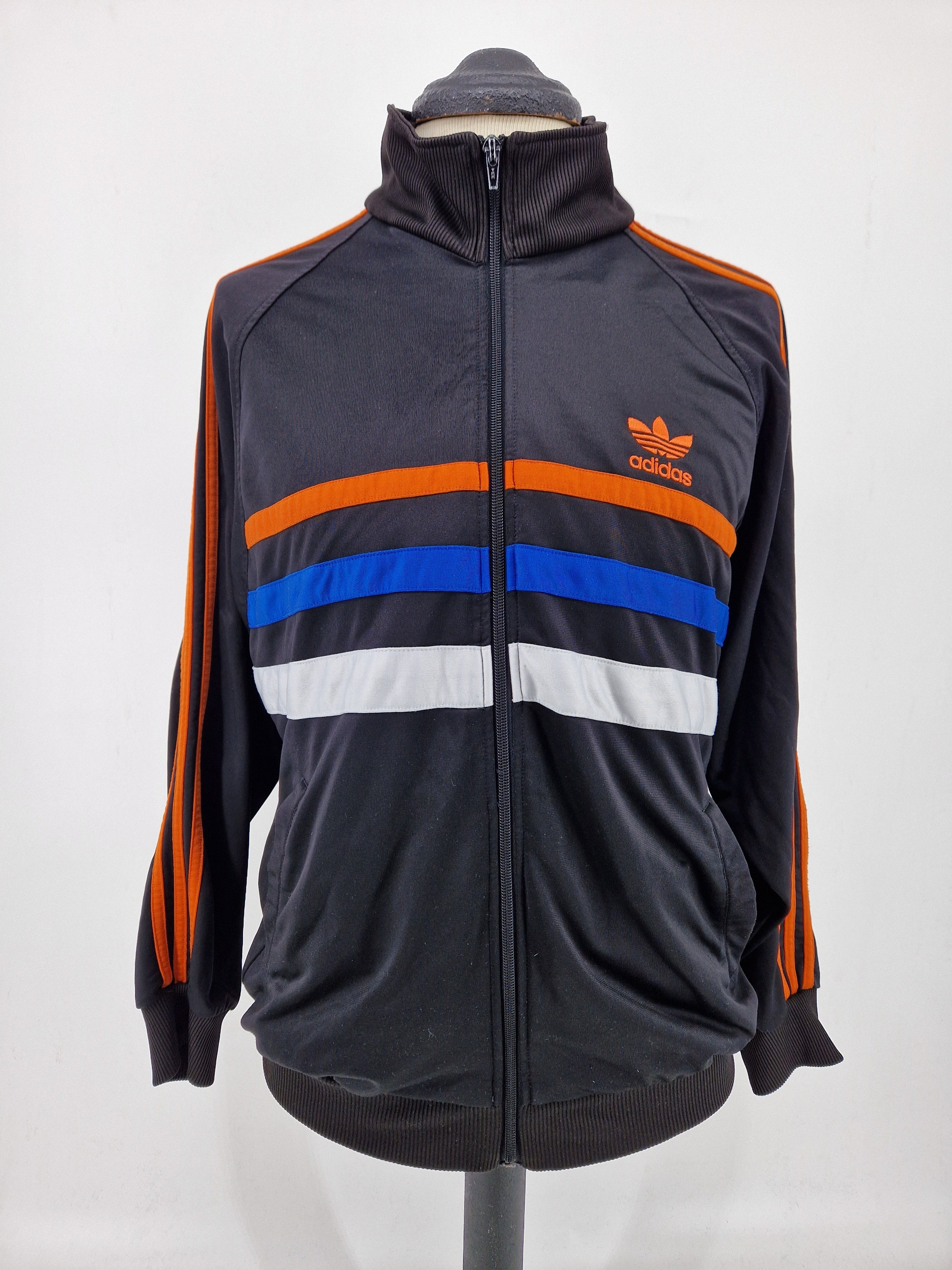 90s adidas Originals First M Track Top Black Orange Blue White