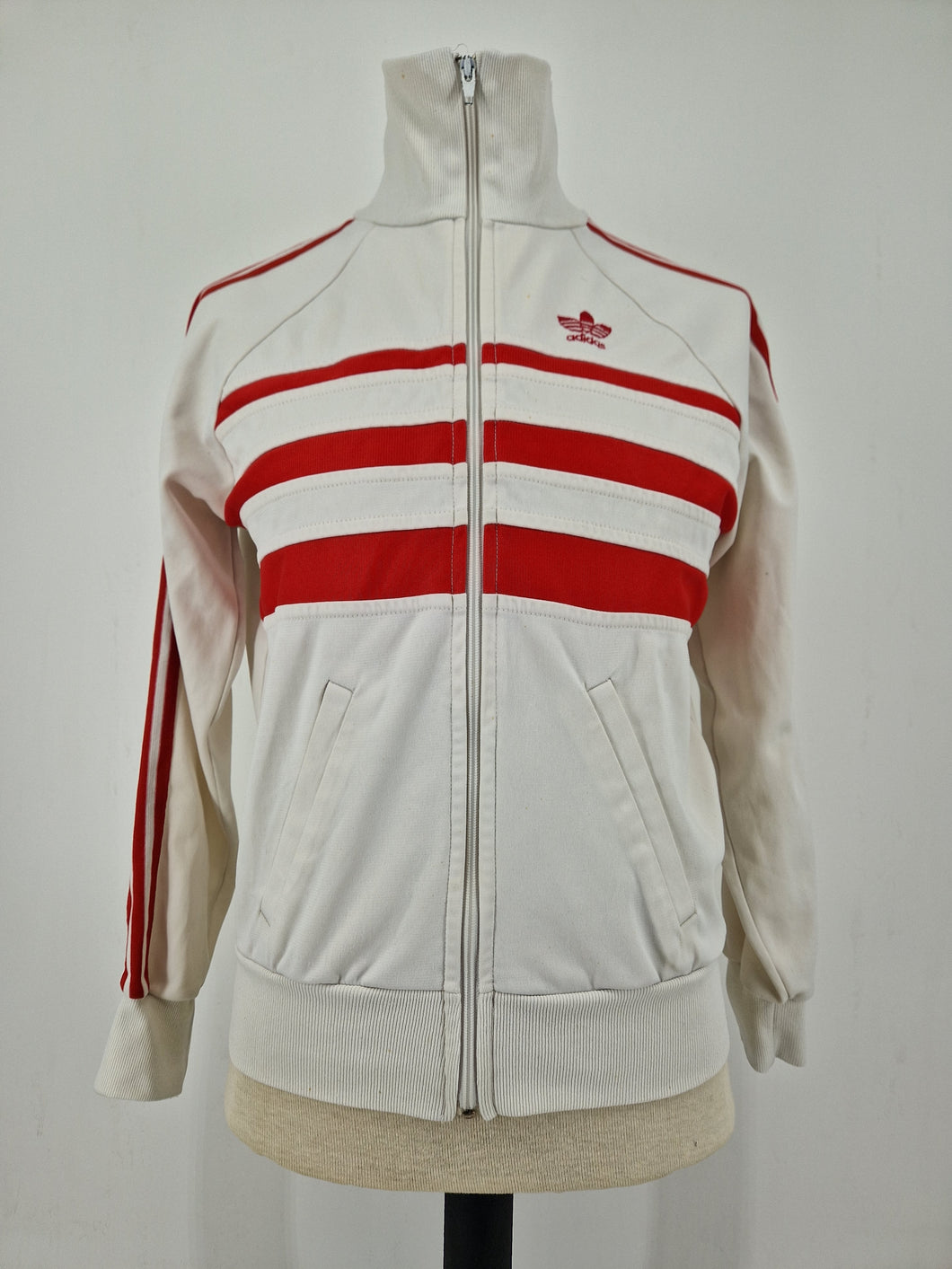 80s adidas Originals First Vintage Track Top S White Red made in England