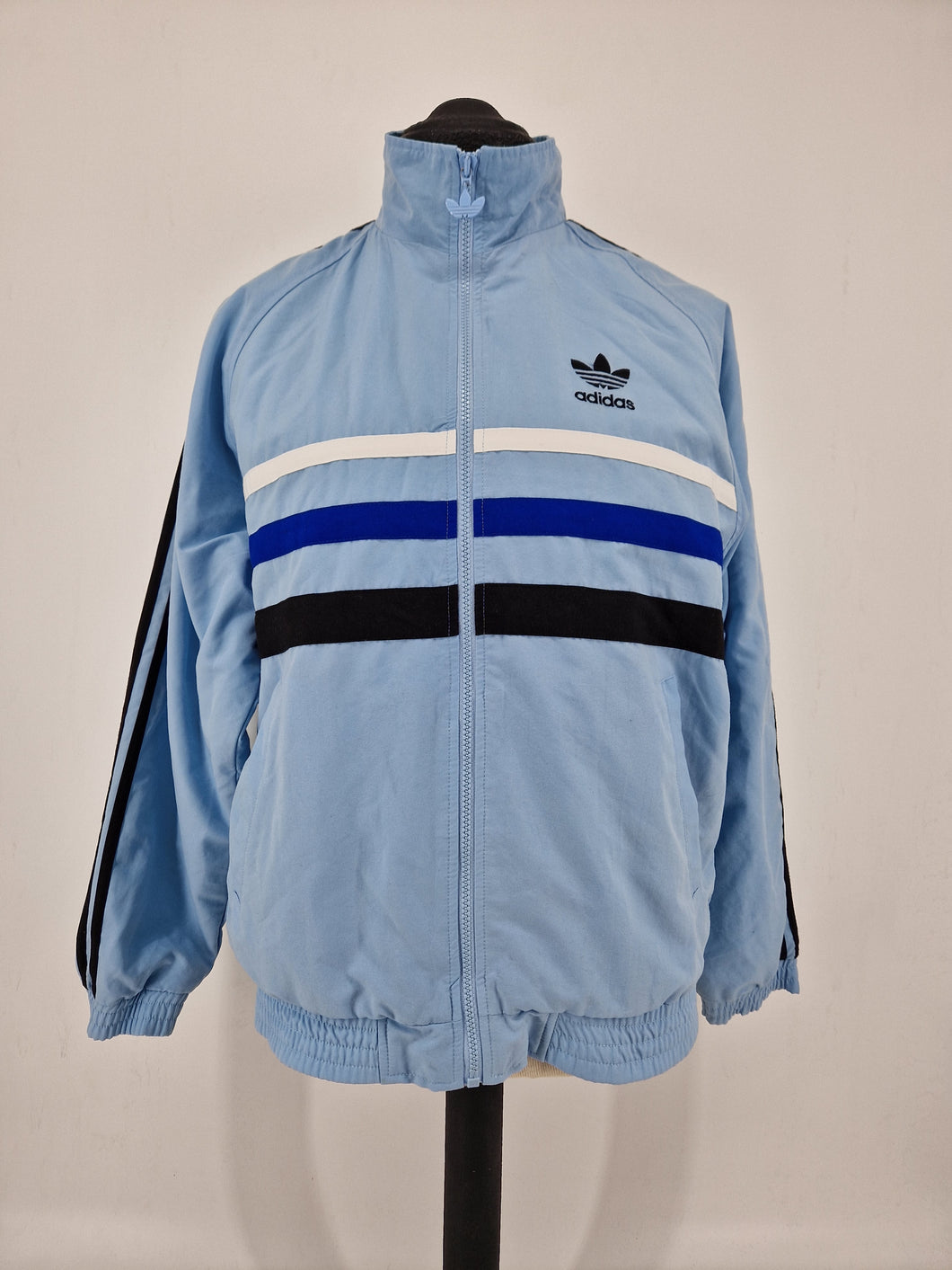 Vintage adidas First Track Top D4 S/M 90s Blue black White #2