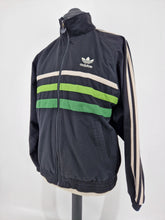 Load image into Gallery viewer, 90s adidas First Track Top S-M Black Green made in Taiwan
