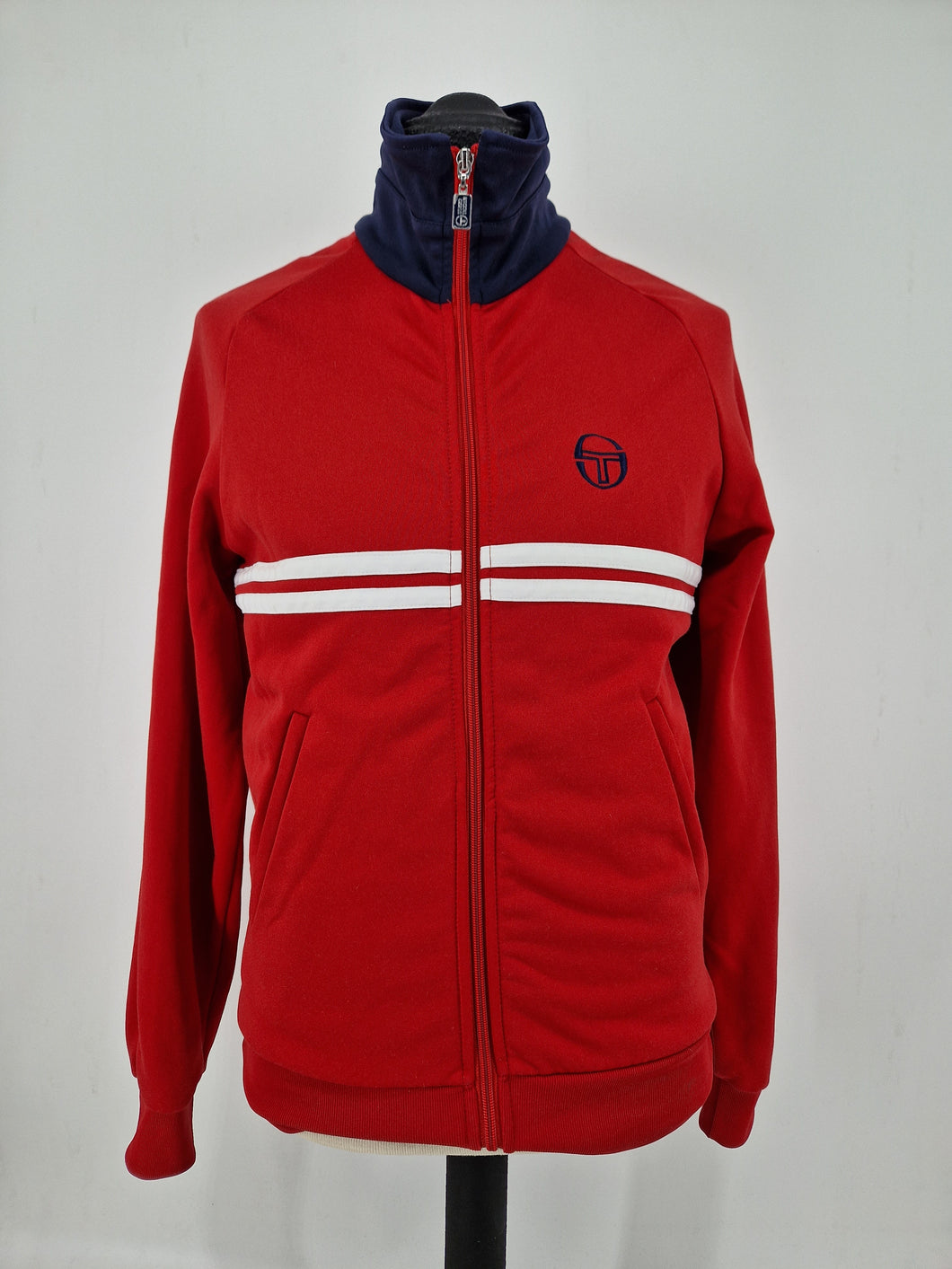Vintage 80s Sergio Tacchini Dallas Track Top M Red White made in Romania