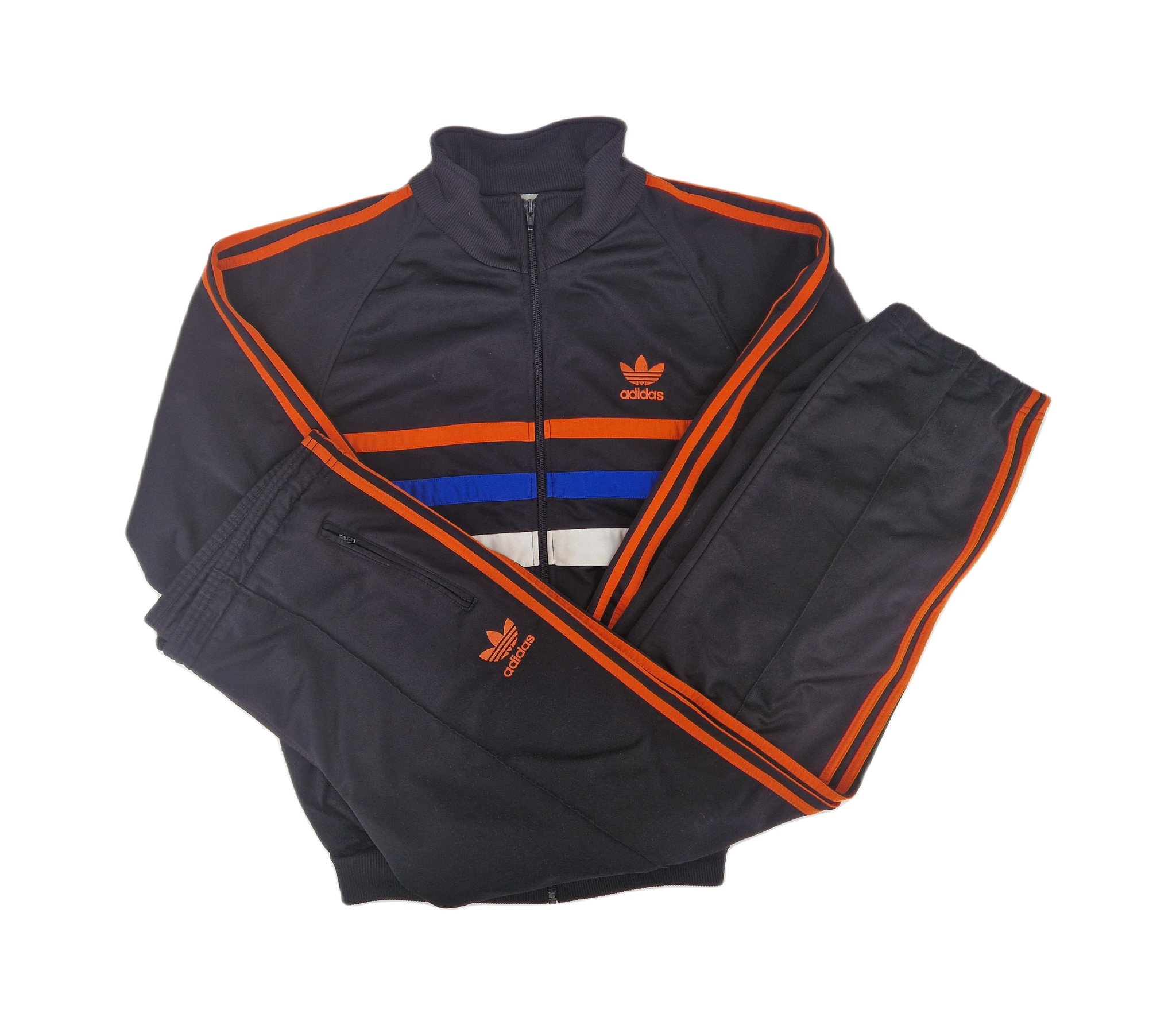 1990s Vintage adidas Originals First Full Tracksuit M Black Orange pontone classics