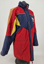 Load image into Gallery viewer, 1990 adidas Originals &#39;Arsenal&#39; CW Bench Coat Jacket L/XL Red Navy Yellow
