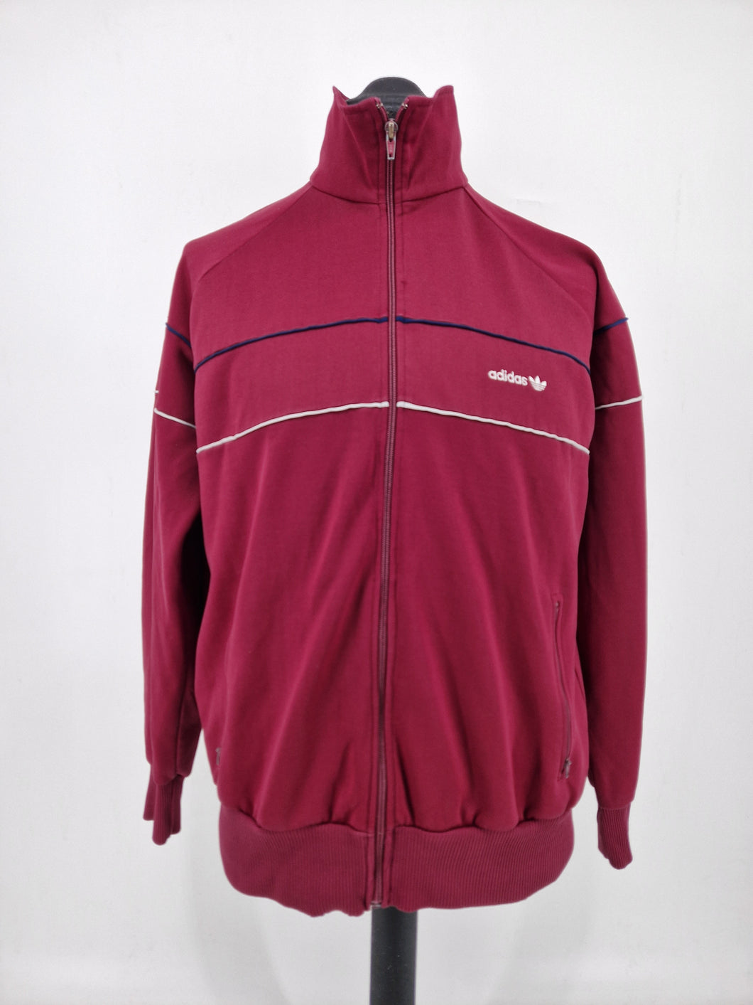 1980s Vintage adidas Originals Europa Track Top L Burgundy White Navy