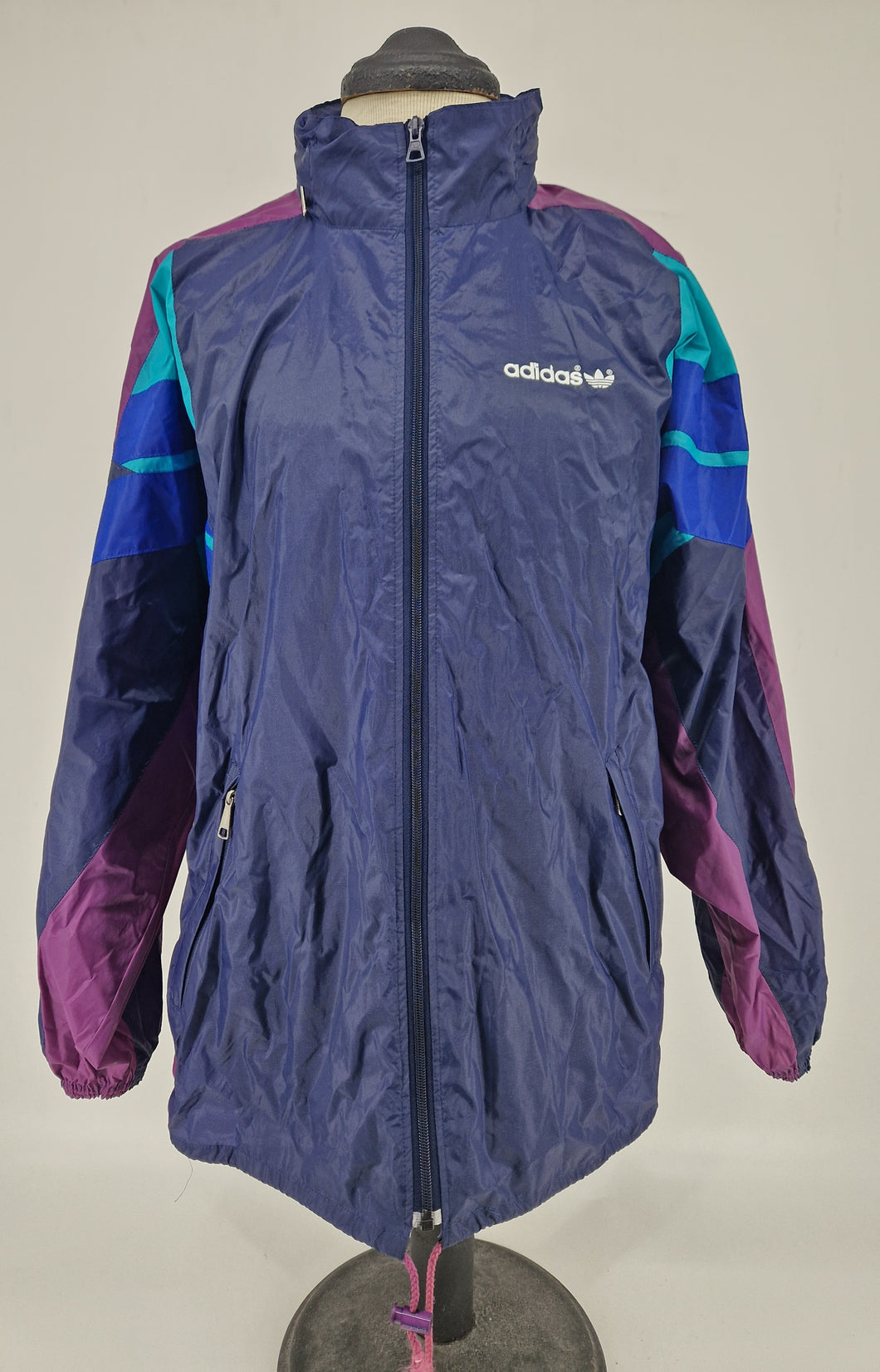 Vintage 80s adidas Originals WB Jacket D8 XL Navy Purple Green
