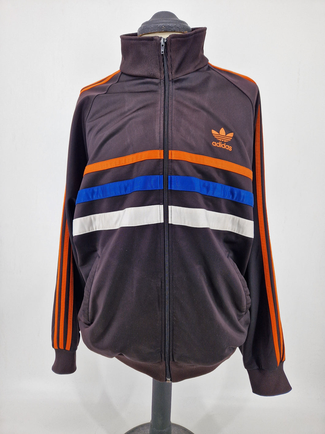 90s adidas Originals First L Track Top Black Orange Blue White