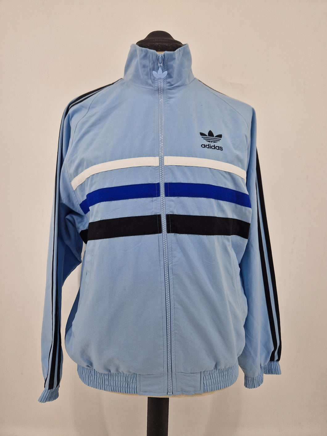 Vintage adidas First Track Top D4 S/M 90s Blue black White #3