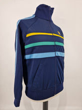 Load image into Gallery viewer, Adidas First Track Top 70s made in France Navy Yellow Green M
