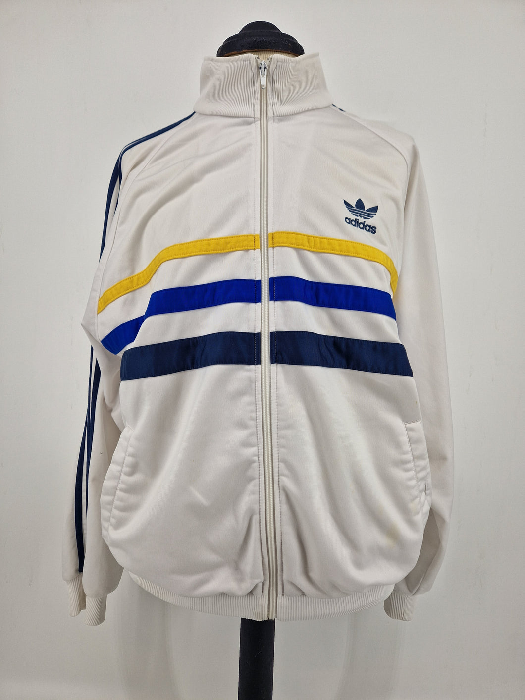 1993 adidas Originals First Track Top L White Yellow Blue