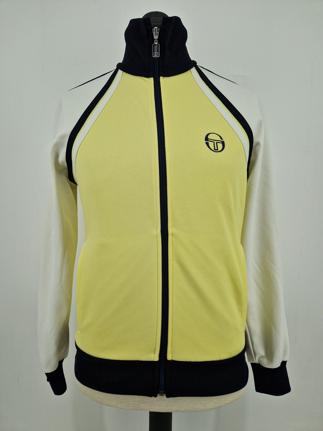 Vintage Sergio Tacchini Ghibli Track Top M Yellow White made in Italy