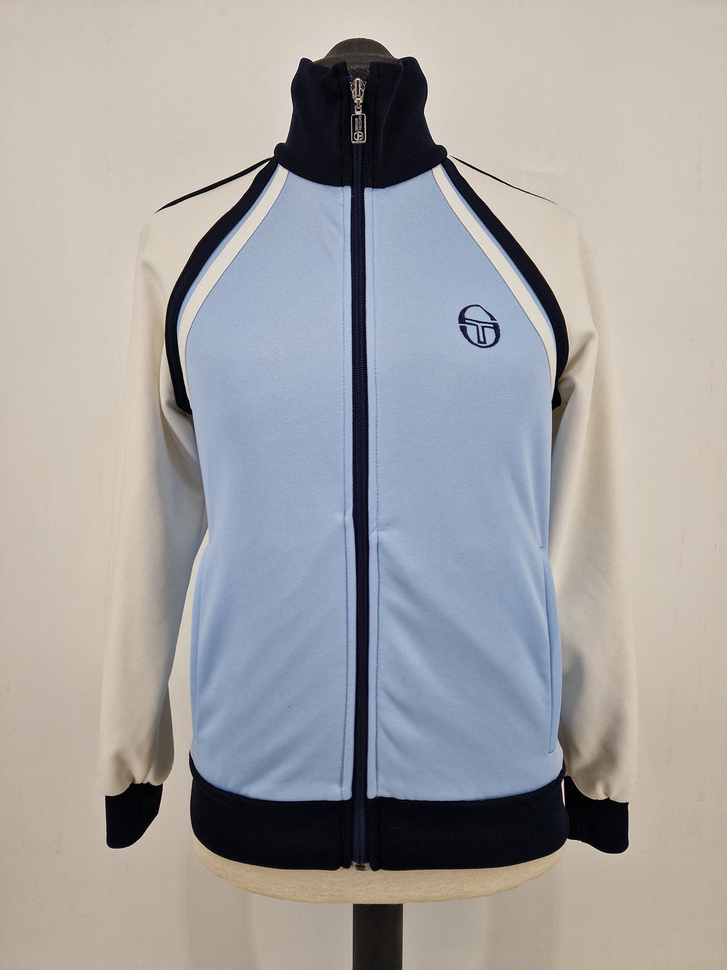 Vintage Sergio Tacchini Ghibli Track Top M Blue White made in Italy