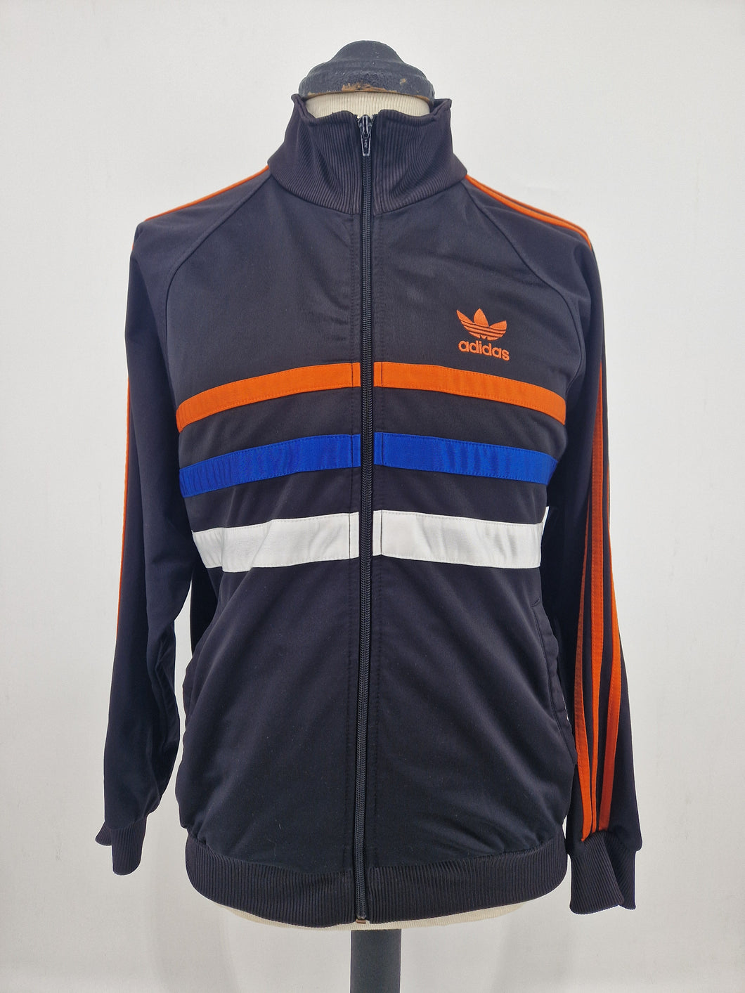 90s adidas Originals First S Track Top Black Orange Blue White Grade B