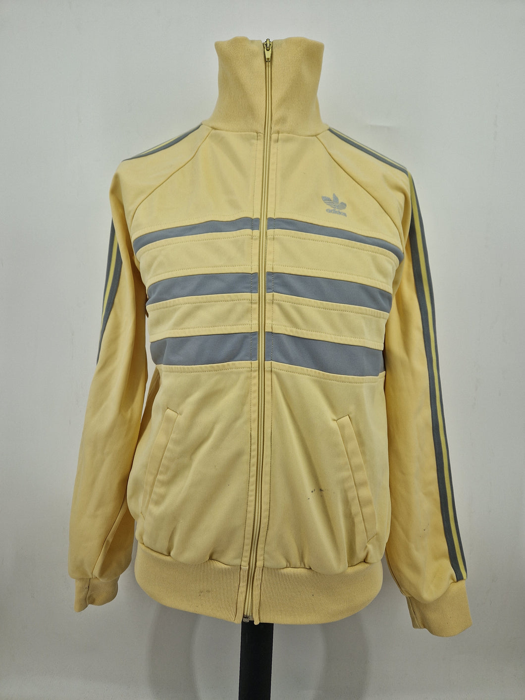 80s adidas Originals First Vintage Track Top 186 L Yellow Grey made in England GRADE B