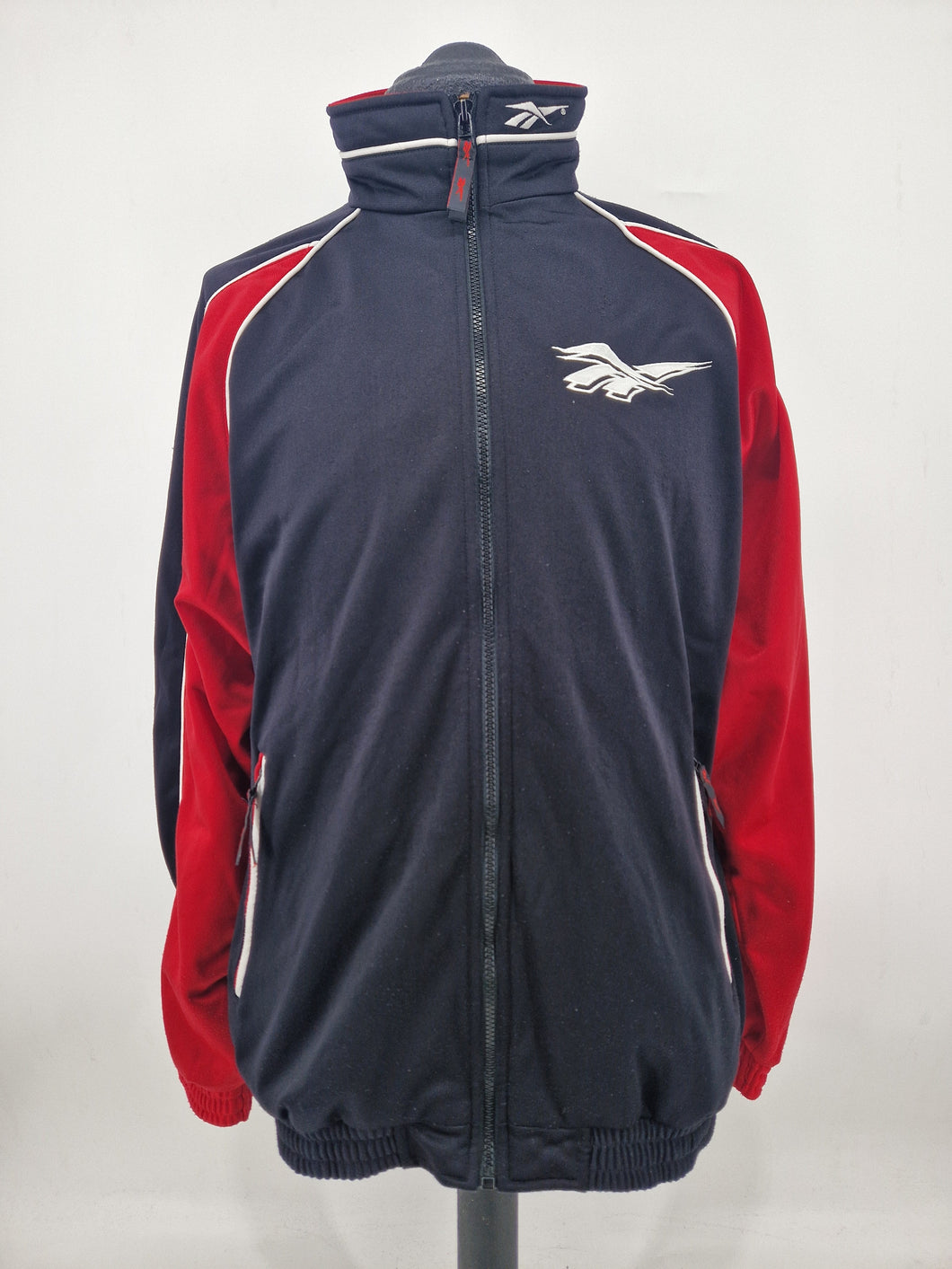 Vintage 90s Reebok Track Top L made in Thailand Black Red