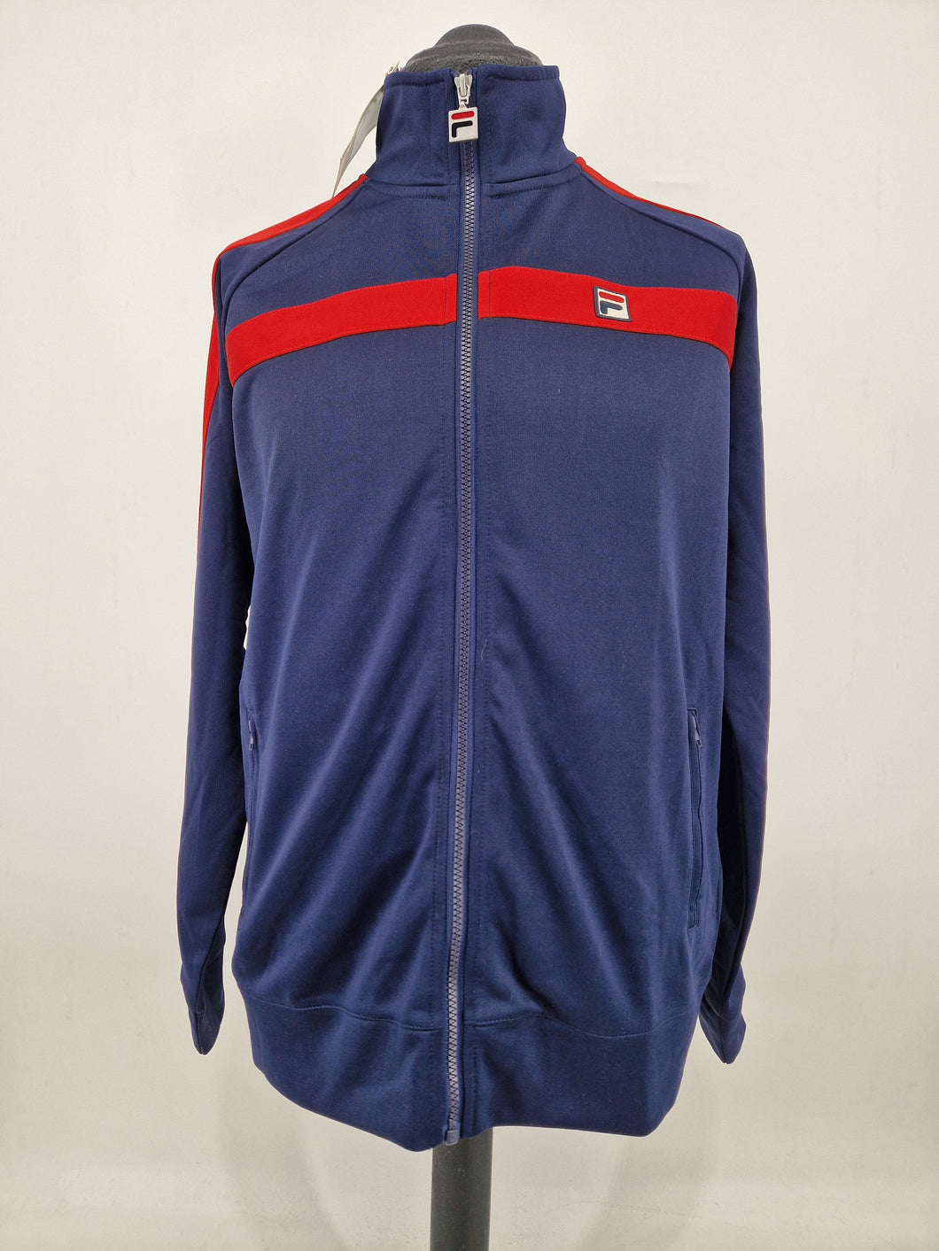 BNWT Fila White Line Track Top L Navy Red
