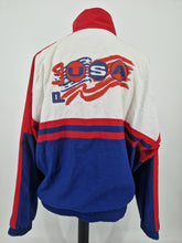 Load image into Gallery viewer, Vintage Fila USA Tennis Track Top L/XL white red blue
