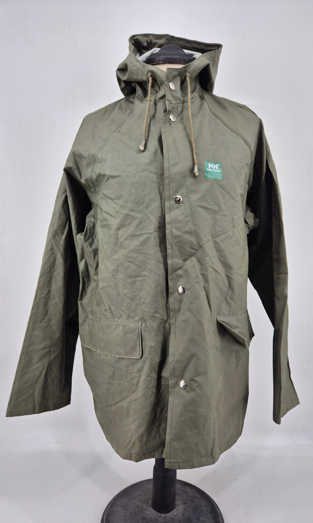 Vintage 90s Helly Hansen Raincoat Jacket L Forest Green