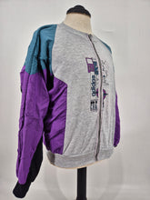 Load image into Gallery viewer, Vintage 80s adidas Force Control Track Top D6 M Grey Green Purple
