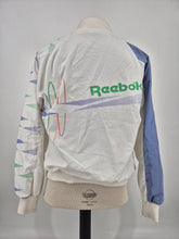Load image into Gallery viewer, 90s Reebok Unisex Vintage Track Top S/M White Blue Red made in Taiwan

