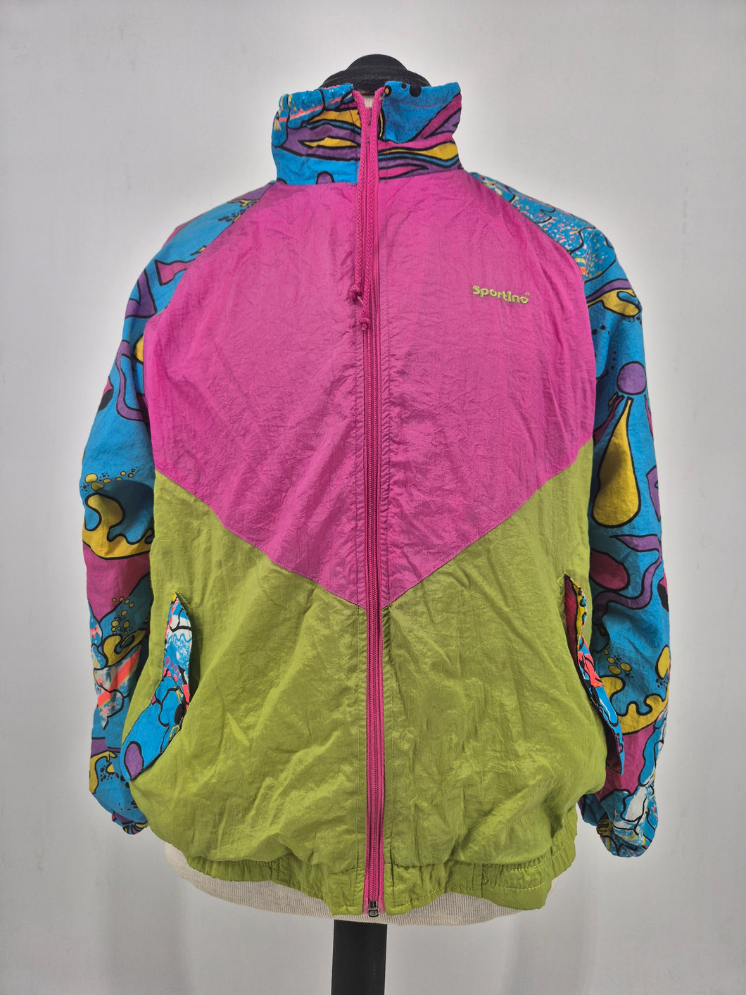 Vintage 80s Funky Track Top L Festival Colourful