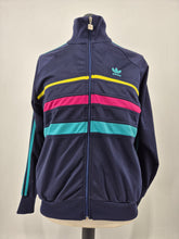 Load image into Gallery viewer, adidas Originals First Vintage Track Top M 38/40 Navy Yellow Pink Turquoise made in Macau
