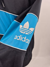 Load image into Gallery viewer, 90s vintage adidas Originals Trefoil Firebird 3/4 Hooded Zip Pullover S Black Blue

