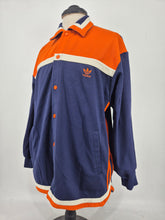 Load image into Gallery viewer, Vintage 80s adidas Originals Button Up Heavy Overshirt M Navy Orange made in Malaysia
