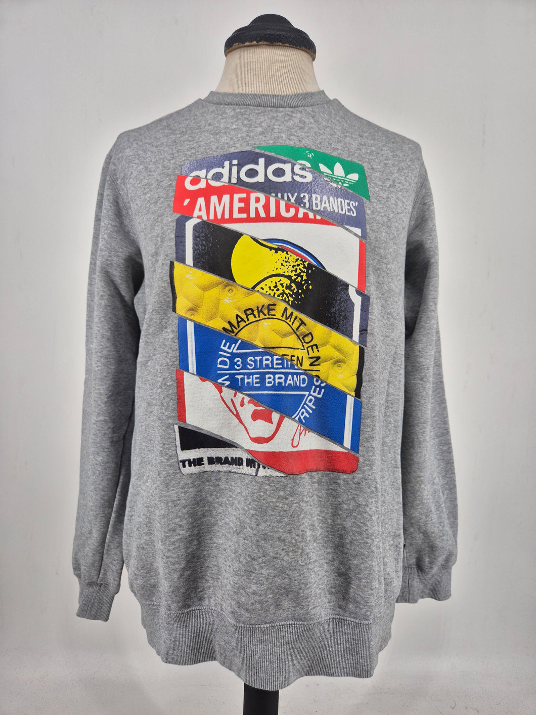 2017 adidas Originals Label Crew Sweatshirt L Grey