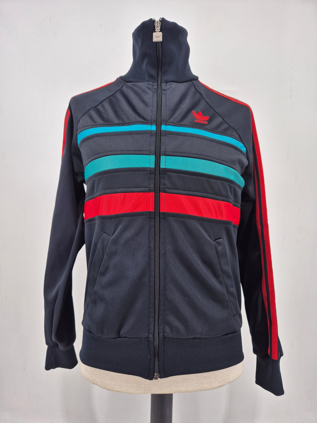 adidas Originals First Vintage Track Top M 174 Black Turquoise Red made in England