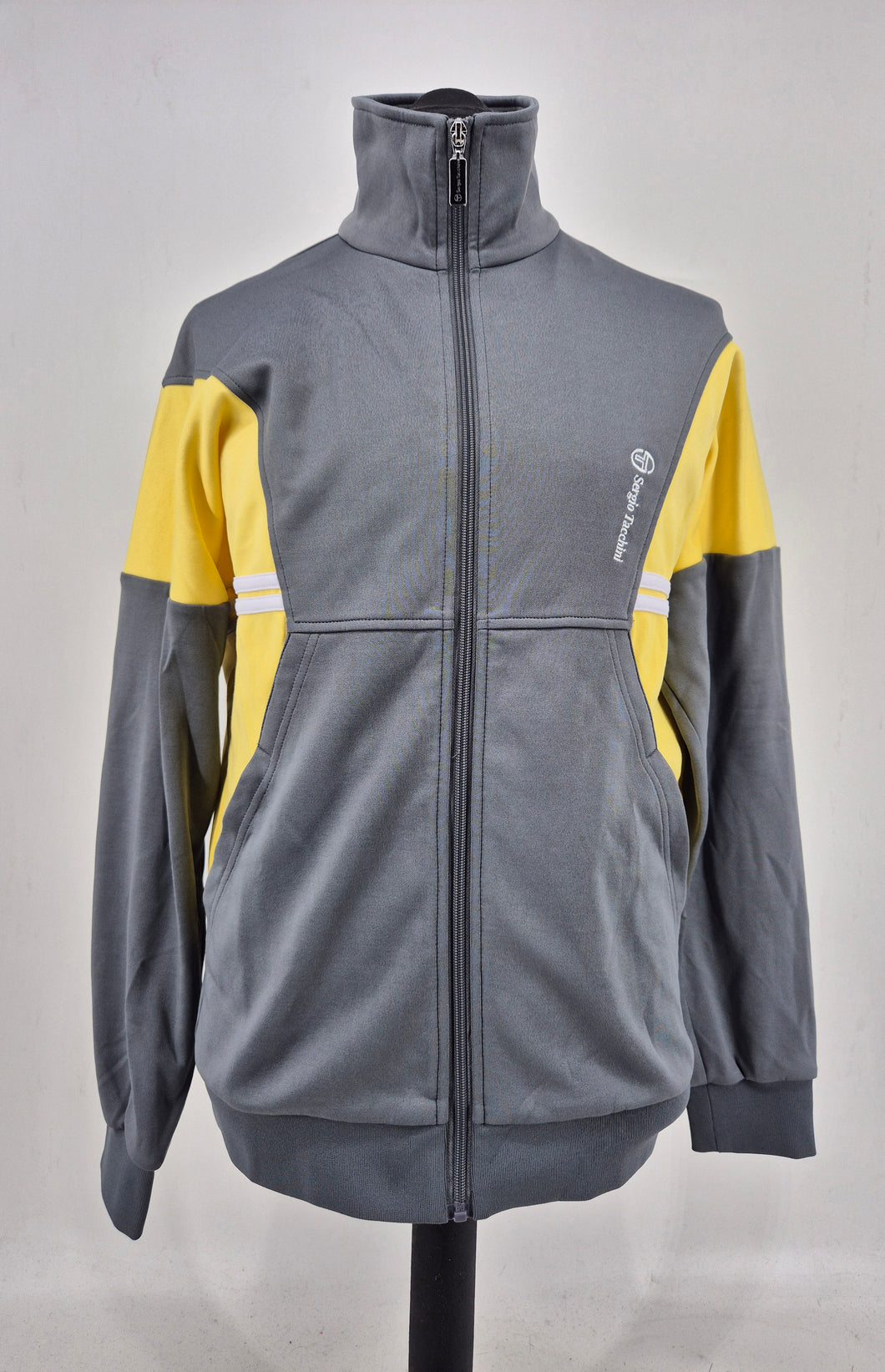 Sergio Tacchini Blow Track Top M Grey Yellow BNWOT