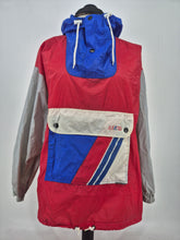 Load image into Gallery viewer, Vintage K-Way Overhead Windbreaker M Red Blue Grey OH WB

