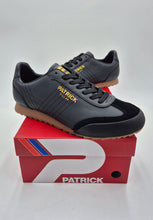 Load image into Gallery viewer, BNIB Patrick Villian Leather Trainers Black Gold 9 9.5
