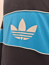 Load image into Gallery viewer, 90s vintage adidas Originals Trefoil Firebird 3/4 Hooded Zip Pullover S Black Blue
