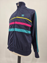 Load image into Gallery viewer, adidas Originals First Vintage Track Top M 38/40 Navy Yellow Pink Turquoise made in Macau
