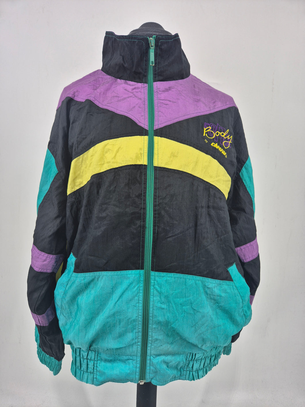 Vintage 80s Funky Track Top XL XXL Festival Colourful
