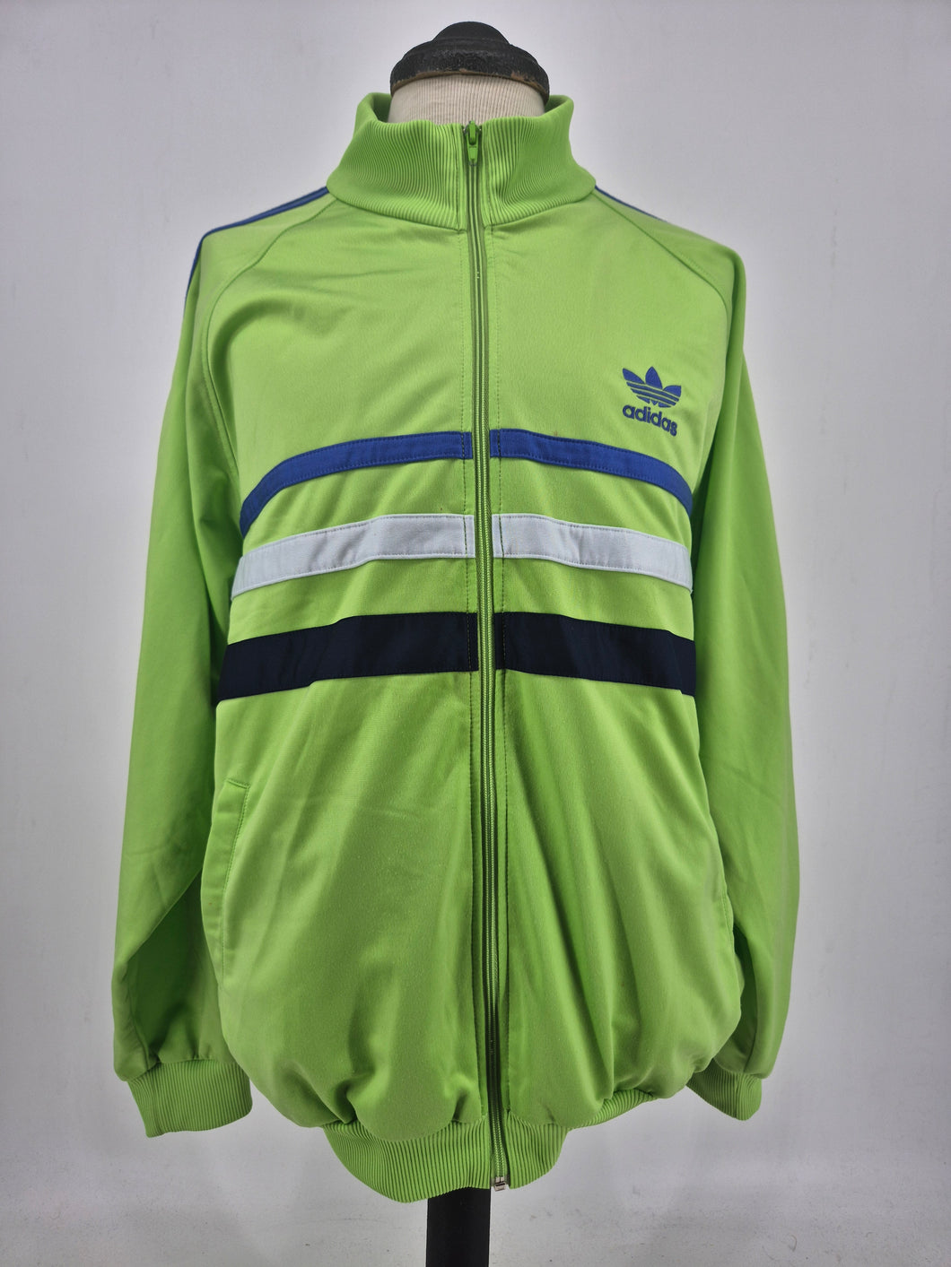 Vintage 90s adidas Originals First Track Top Large L Green Blue White