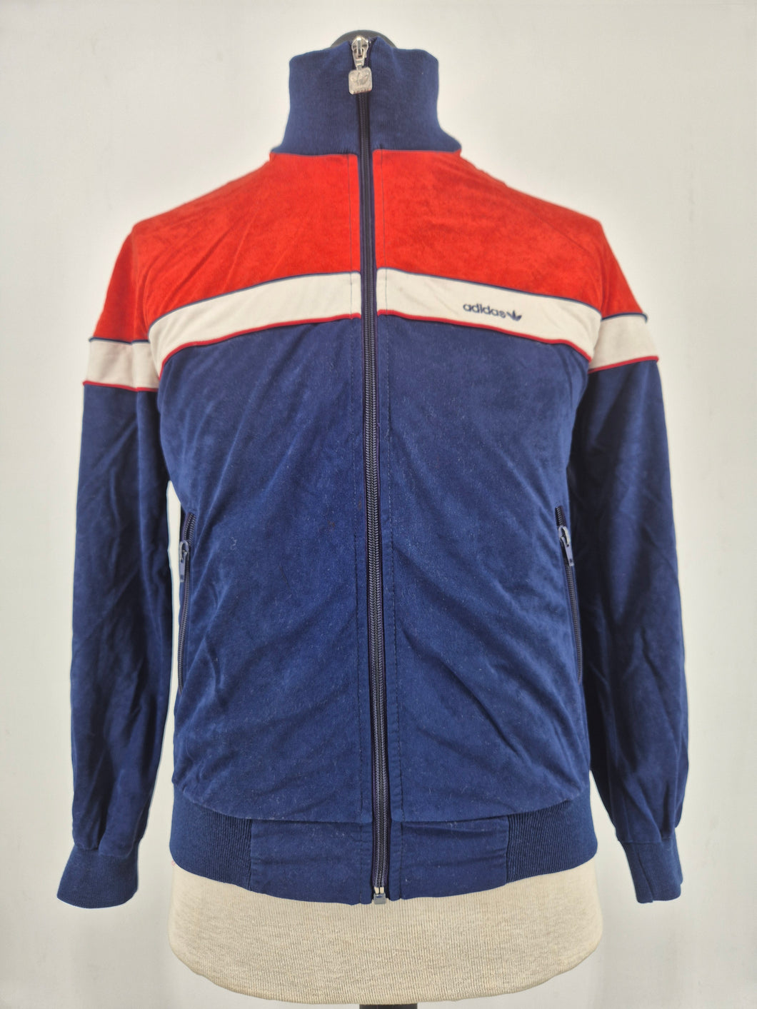 West German adidas Originals Europa Track Top S Small Navy Red White Vintage