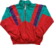 Load image into Gallery viewer, 90s vintage uhlsport track top green/red/purple M/L
