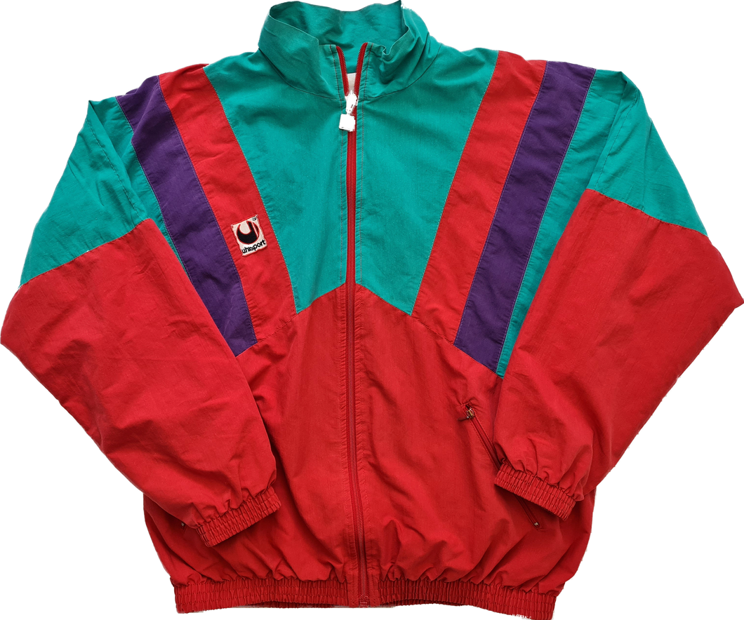 90s vintage uhlsport track top green/red/purple M/L