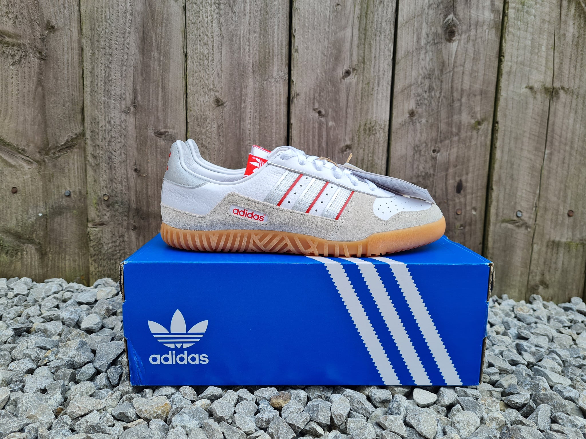 adidas Indoor Comp UK 8 2020 white red grey BNIB – pontone classics