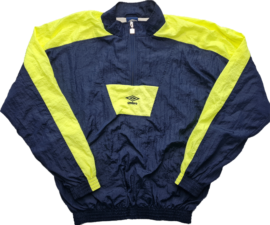 Umbro 90's Oversized 3/4 Blue Neon Yellow track top Pullover Large L