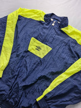 Load image into Gallery viewer, Umbro 90&#39;s Oversized 3/4 Blue Neon Yellow track top Pullover Large L
