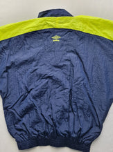 Load image into Gallery viewer, Umbro 90&#39;s Oversized 3/4 Blue Neon Yellow track top Pullover Large L
