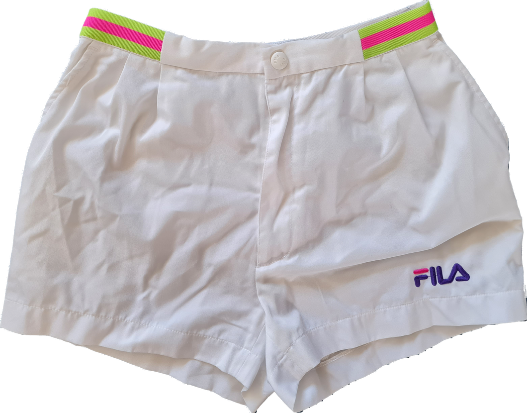 Vintage Fila White Pink Green Tennis Shorts 28 pontone classics