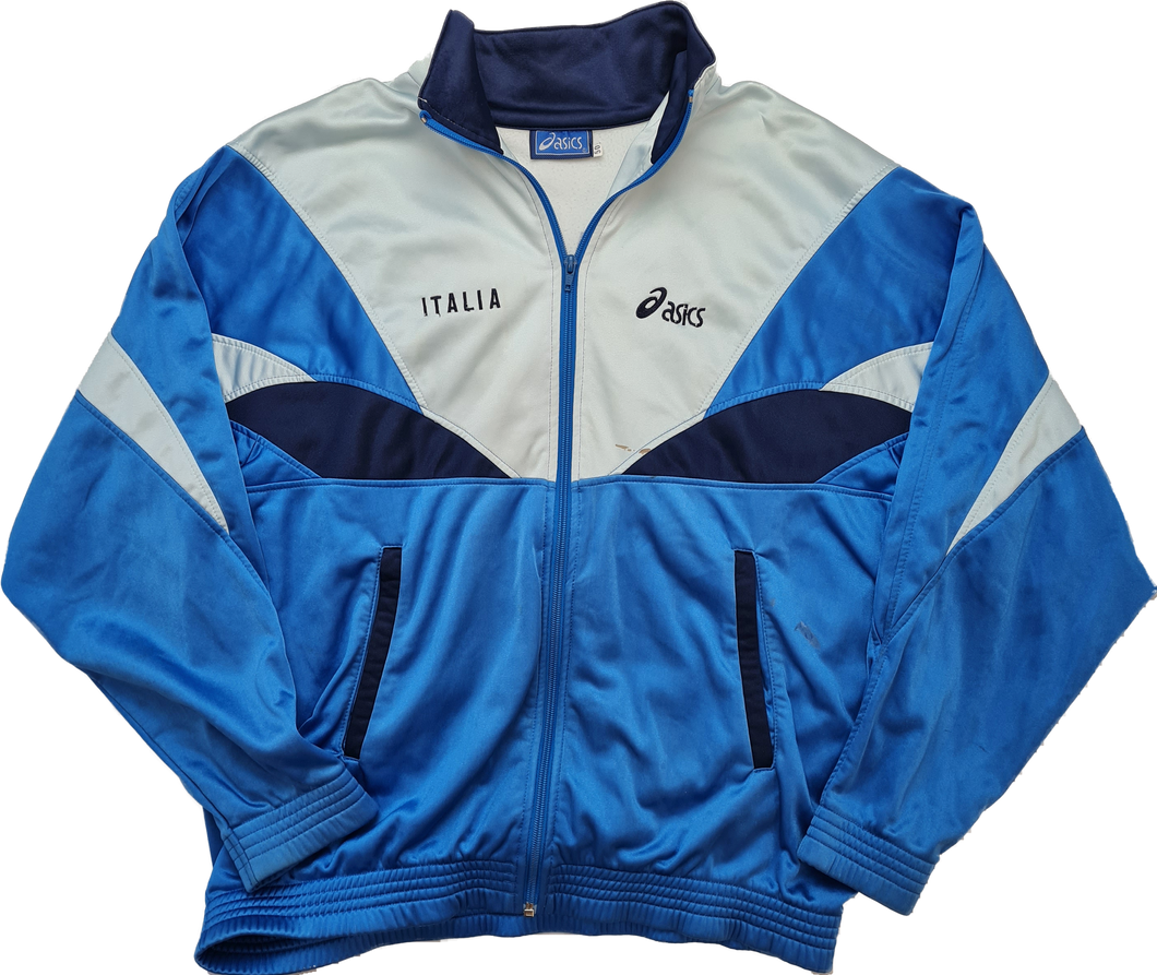 Asics 90s Italia XL Blue Track Top Blue White