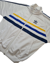 Load image into Gallery viewer, Adidas First Vintage TT S/M 90s White Yellow Blue
