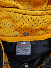 Load image into Gallery viewer, Vintage Nike Spellout Hooded Track Top XL Black Yellow
