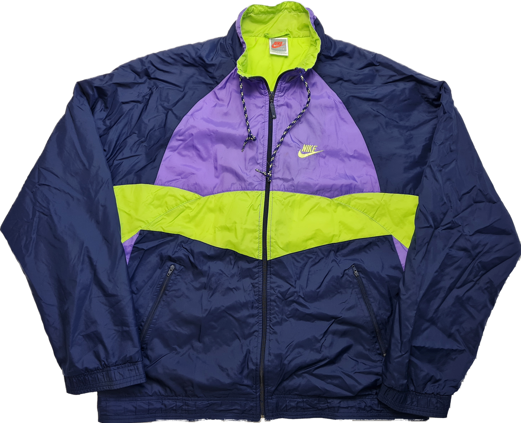 Vintage 90s Nike Track Top L Navy Yellow